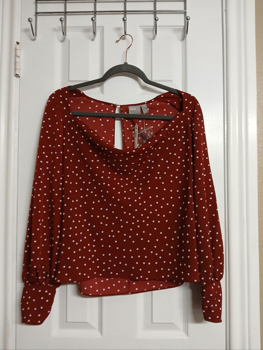 🖤⚡️⚡️ASOS Rust Red Polka Dot Long Sleeve Blouse - SIZE 6